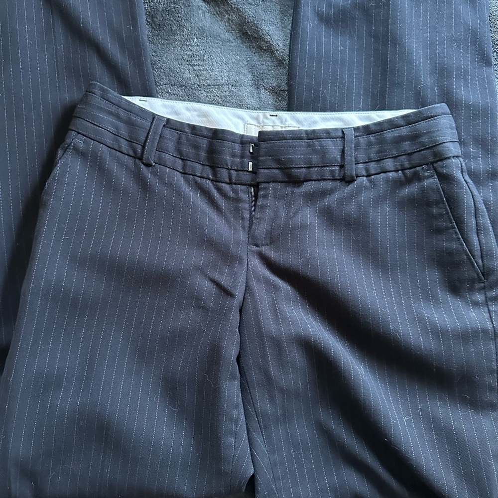 Banana Republic Navy Pinstripe Martin Fit Wool Pants 0 Petite